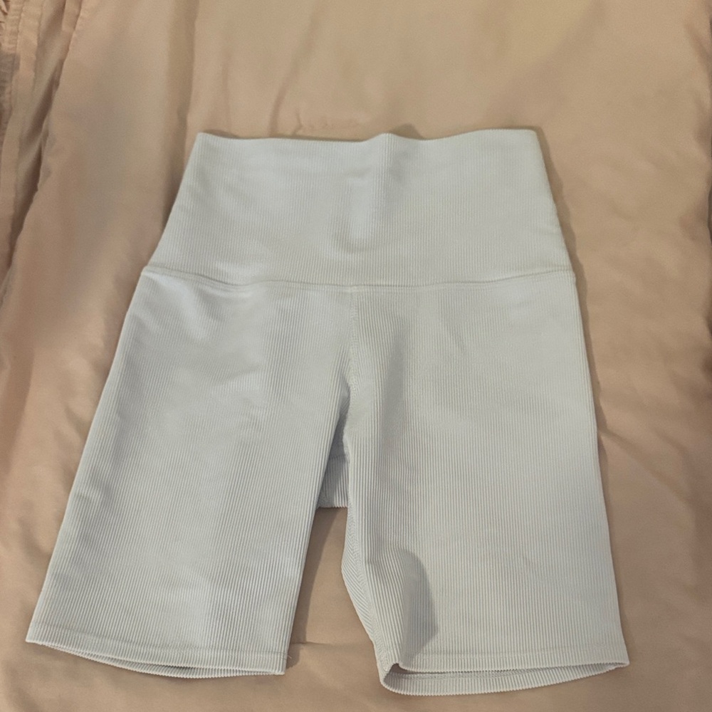 Five the Label White Ribbed Biker Shorts 6” inseam